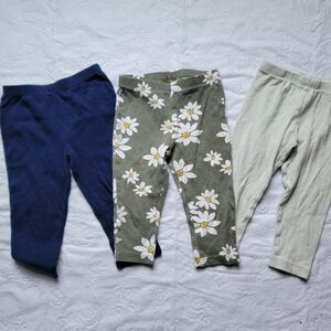 Carter's Navy, Olive Floral, and Cream Leggings Trio